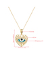 Fashion Blue-green Eye Drop Oil Heart Pendant Copper Micro-inlaid Zircon Necklace