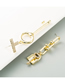 Fashion Gold Color Asymmetrical Alloy Lock Key Diamond Earrings