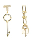 Fashion Gold Color Asymmetrical Alloy Lock Key Diamond Earrings