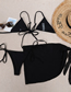 Fashion Black Three-piece Swimsuit With Solid Color Chiffon Hollow Strap Cover Skirt