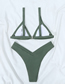 Fashion Dark Green Solid Color Stitching Split Swimsuit
