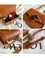 Fashion Brown Childrens One-shoulder Messenger Bag With Chain Lock Flap