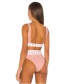 Fashion Pink Striped Contrast High Waist Split Swimsuit
