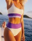 Fashion Purple Plus Light Purple High-waisted Special Fabric Stitching Contrast Split Swimsuit