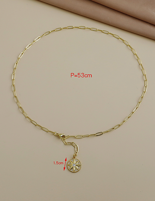 Fashion Golden Copper Inlaid Zircon Thick Chain Y-shaped Pendant Geometric Necklace
