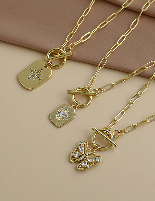 Fashion Golden Copper Inlaid Zircon Thick Chain Flower Necklace
