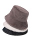 Fashion Brown Thick Mink Pure Color Fisherman Hat