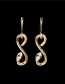 Fashion Serpentine Gold-plated Copper Pierced Earrings With Diamonds