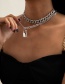Fashion Golden Diamond Cuban Chain Lock Shaped Alloy Pendant Necklace