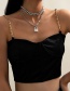 Fashion Golden Diamond Cuban Chain Lock Shaped Alloy Pendant Necklace
