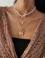 Fashion Golden Chain Imitation Pearl And Diamond Dragon Pendant Multi-layer Necklace