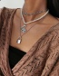 Fashion White K Chain Imitation Pearl And Diamond Dragon Pendant Multi-layer Necklace