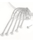 Fashion Silver Alloy Diamond Claw Chain Tassel Asymmetrical Earrings