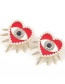 Fashion Red Alloy Oil Drop Diamond Love Eye Earrings