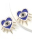 Fashion Blue Alloy Oil Drop Diamond Love Eye Earrings