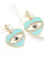 Fashion Blue Alloy Drop Oil Diamond Pearl Love Eye Earrings