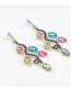 Fashion Color Alloy Diamond And Acrylic Flower Branch Alloy Earrings