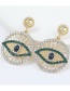 Fashion Green Alloy Diamond Acrylic Round Eye Earrings