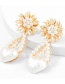 Fashion Golden Alloy Inlaid Pearl Flower Love Earrings