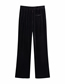 Fashion Black Solid Color Velvet Elastic Waist Loose Straight-leg Trousers