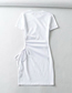 Fashion White Short Sleeve Pleated Slim Dress With Open Waist