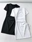 Fashion White Short Sleeve Pleated Slim Dress With Open Waist