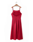 Fashion Red Silk Sling Open Back Loose Dress