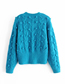 Fashion Royal Blue Knitted Button Ball Sweater Sweater Coat