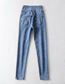 Fashion Grey Single Fleece High-waisted Breasted Slim-fit High-stretch Jeans