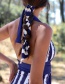 Fashion Blue And White Bars Striped Print High Waist One-piece Swimsuit