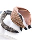 Fashion Red Grid + Pink Check Color Block Pu Leather Cross-knotted Headband