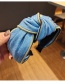 Fashion Dark Blue Pearl Zipper Knotted Wide-brimmed Headband