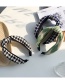 Fashion Plaid Black Knotted Woolen Headband In The Middle Of Woven Houndstooth Fabric Plaid