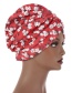 Fashion White Flowers On Red Background Hand Stitched Sponge Print Forehead Cross Bandana Hat
