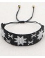 Fashion Black Rice Beads Handmade Beaded Snowflake Bracelet
