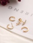 Fashion Golden Geometric Fishbone Full Rhinestone Rear Hanging Earring Set