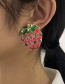 Fashion Rose Red Alloy Pearl Strawberry Stud Earrings