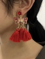 Fashion Red Alloy Diamond Bee Tassel Earrings
