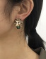 Fashion Green Alloy Pearl Lion Head Stud Earrings