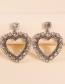 Fashion White Diamond Alloy Diamond Heart Earrings