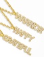 Fashion Courage Letter Pendant Micro Inlaid Zircon Copper Gold Plated Necklace