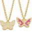 Fashion White Copper Inlaid Zircon Butterfly Pendant Necklace