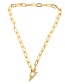 Fashion Oval Chain Love Heart Geometric Diamond-set Copper And Gold-plated Necklace