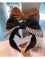 Fashion Houndstooth Coffee Houndstooth Double Bow Wide-brimmed Headband