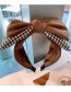 Fashion Alphabet Coffee Color Houndstooth Double Bow Wide-brimmed Headband