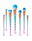 Fashion Pink Green Gradient Set Of 7 Nylon Hair Cosmetic Brushes