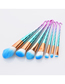 Fashion Pink Green Gradient Set Of 7 Nylon Hair Cosmetic Brushes