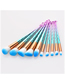 Fashion Pink Green Gradient Set Of 10 Nylon Hair Makeup Brushes With Threaded Hook Rubber Handle