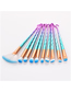 Fashion Pink Green Gradient Set Of 10 Nylon Hair Eye Makeup Brushes With Threaded Glue Handle