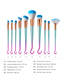 Fashion Pink Green Gradient Set Of 10 Round Hook Small Fan-shaped Aluminum Tube Nylon Hair Makeup Brushes